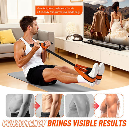 Pedal Resistance Band with Handle, Upgraded Durable Thickened Latex Tubes and Soft Foam Fabric Foot Pedal, Sit Up Exercise Equipment for Abdomen, Waist, Arm, Core/ABS, Leg, Physical Therapy