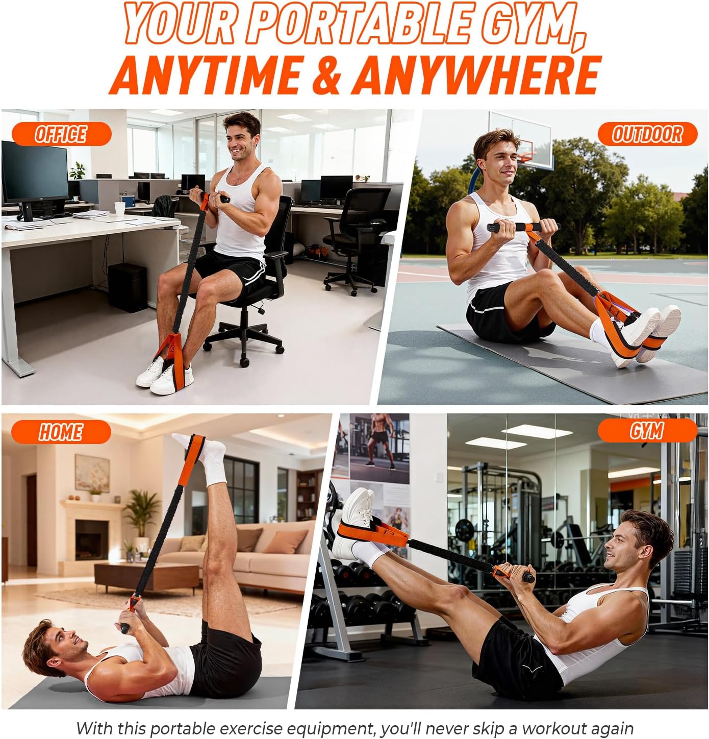 Pedal Resistance Band with Handle, Upgraded Durable Thickened Latex Tubes and Soft Foam Fabric Foot Pedal, Sit Up Exercise Equipment for Abdomen, Waist, Arm, Core/ABS, Leg, Physical Therapy