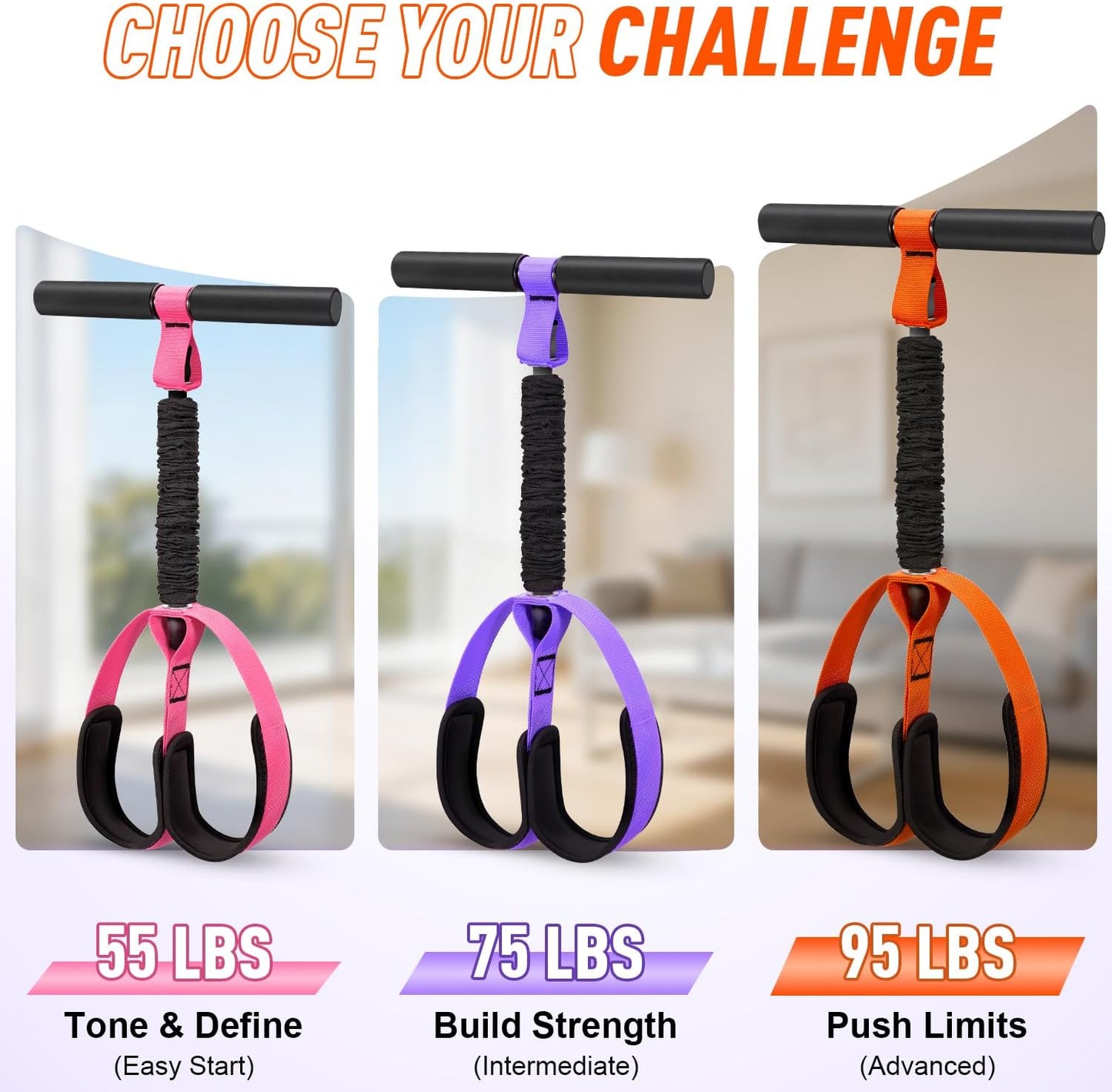 Pedal Resistance Band with Handle, Upgraded Durable Thickened Latex Tubes and Soft Foam Fabric Foot Pedal, Sit Up Exercise Equipment for Abdomen, Waist, Arm, Core/ABS, Leg, Physical Therapy