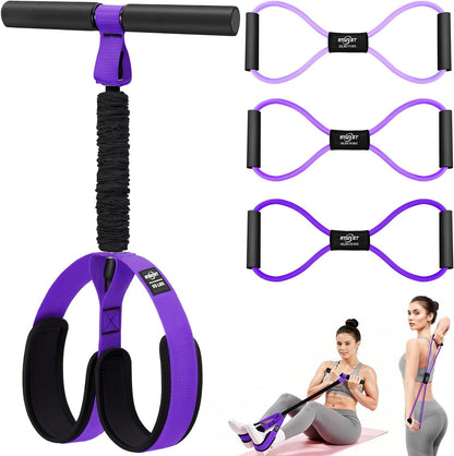 Pedal Resistance Band with Handle, Upgraded Durable Thickened Latex Tubes and Soft Foam Fabric Foot Pedal, Sit Up Exercise Equipment for Abdomen, Waist, Arm, Core/ABS, Leg, Physical Therapy