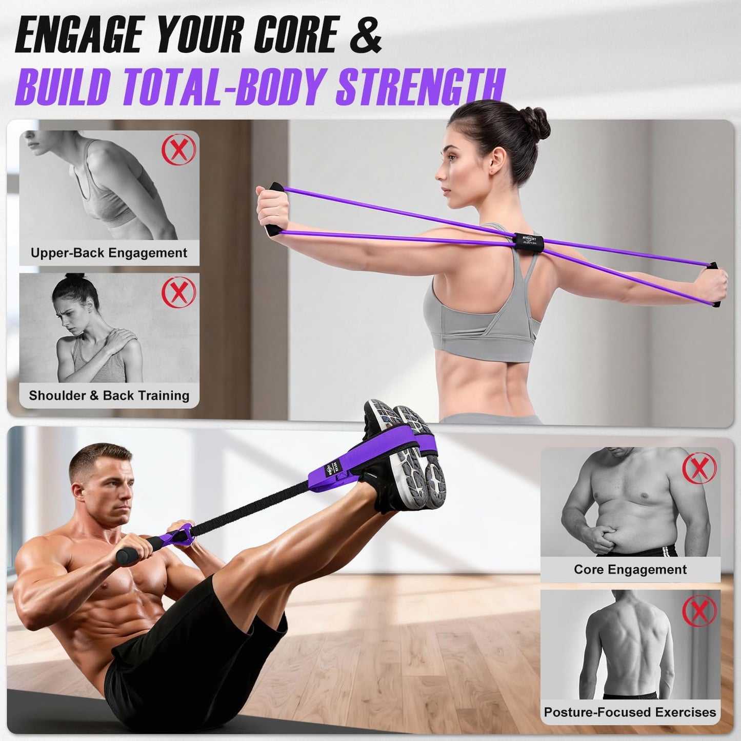 Pedal Resistance Band with Handle, Upgraded Durable Thickened Latex Tubes and Soft Foam Fabric Foot Pedal, Sit Up Exercise Equipment for Abdomen, Waist, Arm, Core/ABS, Leg, Physical Therapy