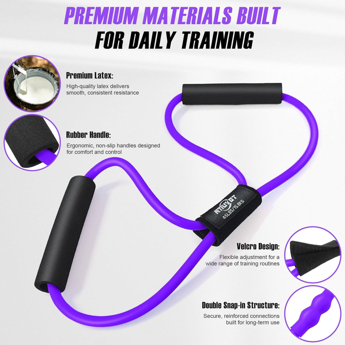 Pedal Resistance Band with Handle, Upgraded Durable Thickened Latex Tubes and Soft Foam Fabric Foot Pedal, Sit Up Exercise Equipment for Abdomen, Waist, Arm, Core/ABS, Leg, Physical Therapy