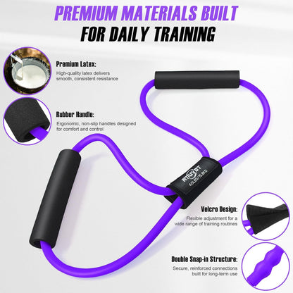 Pedal Resistance Band with Handle, Upgraded Durable Thickened Latex Tubes and Soft Foam Fabric Foot Pedal, Sit Up Exercise Equipment for Abdomen, Waist, Arm, Core/ABS, Leg, Physical Therapy