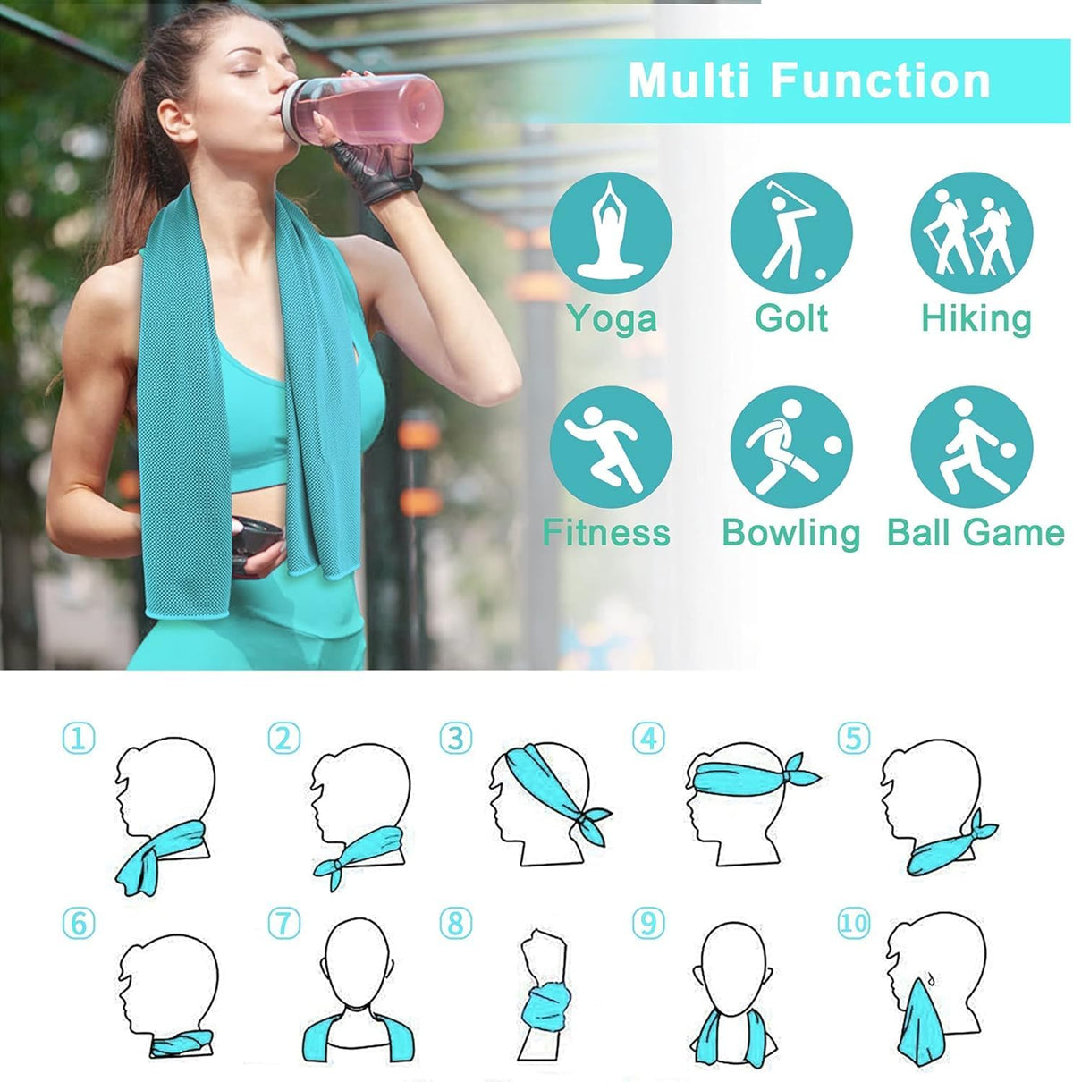 6 Pack Cooling Towel for Neck and face(40"x12"), Cooling Neck Wraps, Cooling Rags, Soft Breathable Towels for Yoga, Sport, Running, Workout, Gym, Camping, Fitness, Workout & More