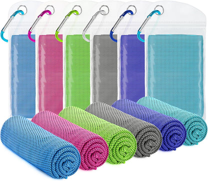 6 Pack Cooling Towel for Neck and face(40"x12"), Cooling Neck Wraps, Cooling Rags, Soft Breathable Towels for Yoga, Sport, Running, Workout, Gym, Camping, Fitness, Workout & More