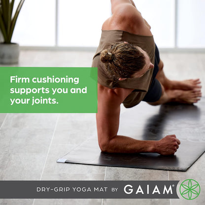 Dry-Grip Yoga Mat - 5mm Thick Non-Slip Exercise & Fitness Mat for Standard or Hot Yoga, Pilates and Floor Workouts - Cushioned Support, Non-Slip Coat - 68 x 24 Inches