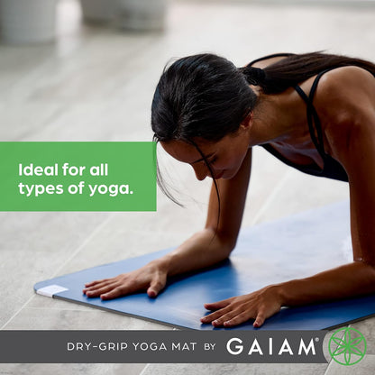 Dry-Grip Yoga Mat - 5mm Thick Non-Slip Exercise & Fitness Mat for Standard or Hot Yoga, Pilates and Floor Workouts - Cushioned Support, Non-Slip Coat - 68 x 24 Inches