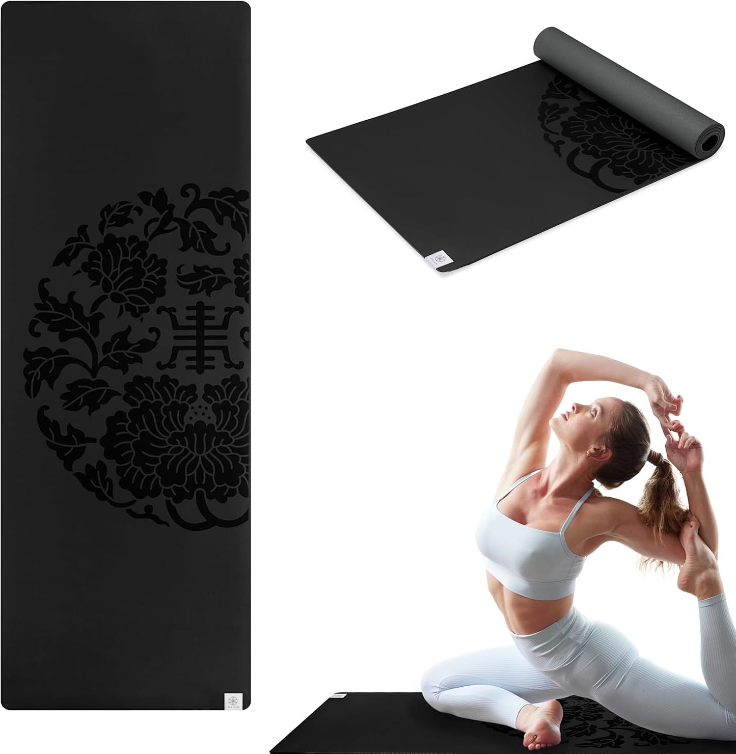 Dry-Grip Yoga Mat - 5mm Thick Non-Slip Exercise & Fitness Mat for Standard or Hot Yoga, Pilates and Floor Workouts - Cushioned Support, Non-Slip Coat - 68 x 24 Inches