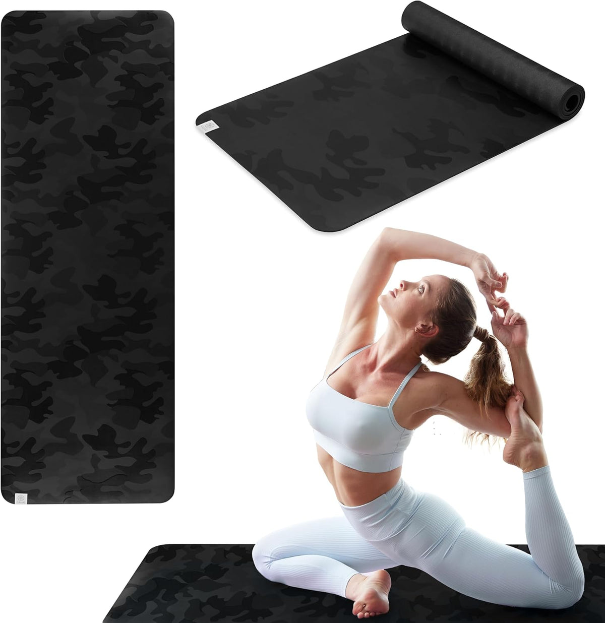 Dry-Grip Yoga Mat - 5mm Thick Non-Slip Exercise & Fitness Mat for Standard or Hot Yoga, Pilates and Floor Workouts - Cushioned Support, Non-Slip Coat - 68 x 24 Inches