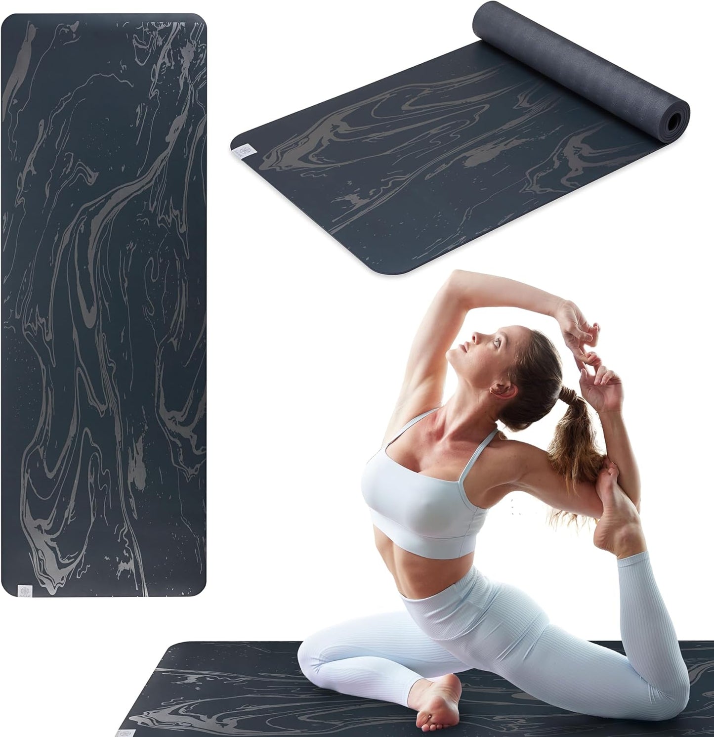 Dry-Grip Yoga Mat - 5mm Thick Non-Slip Exercise & Fitness Mat for Standard or Hot Yoga, Pilates and Floor Workouts - Cushioned Support, Non-Slip Coat - 68 x 24 Inches