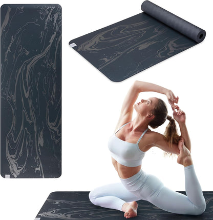 Dry-Grip Yoga Mat - 5mm Thick Non-Slip Exercise & Fitness Mat for Standard or Hot Yoga, Pilates and Floor Workouts - Cushioned Support, Non-Slip Coat - 68 x 24 Inches