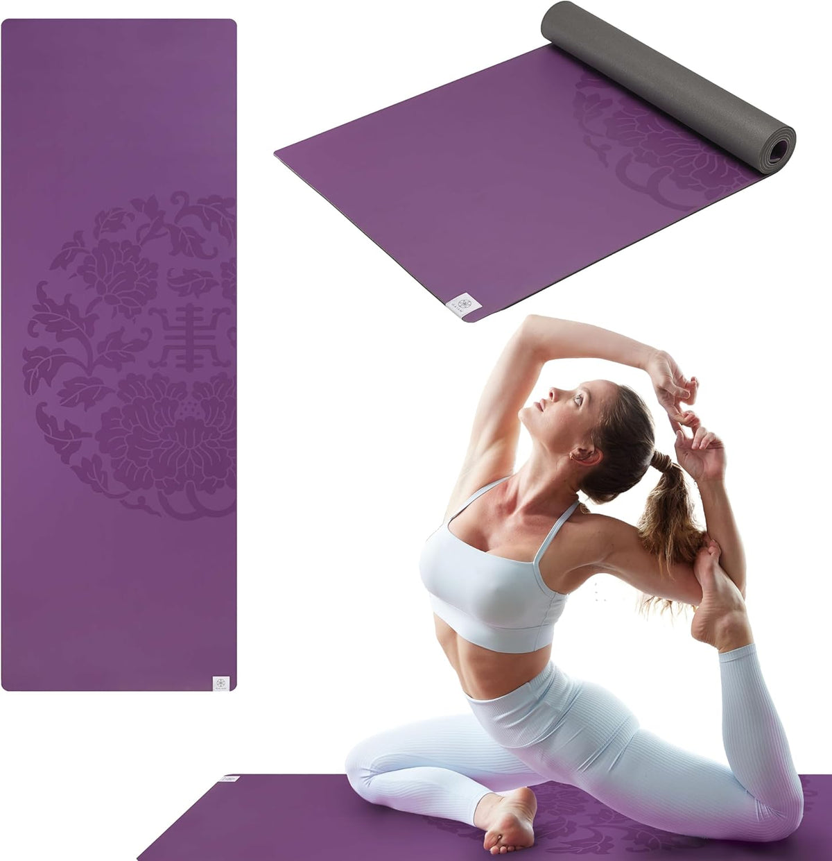 Dry-Grip Yoga Mat - 5mm Thick Non-Slip Exercise & Fitness Mat for Standard or Hot Yoga, Pilates and Floor Workouts - Cushioned Support, Non-Slip Coat - 68 x 24 Inches