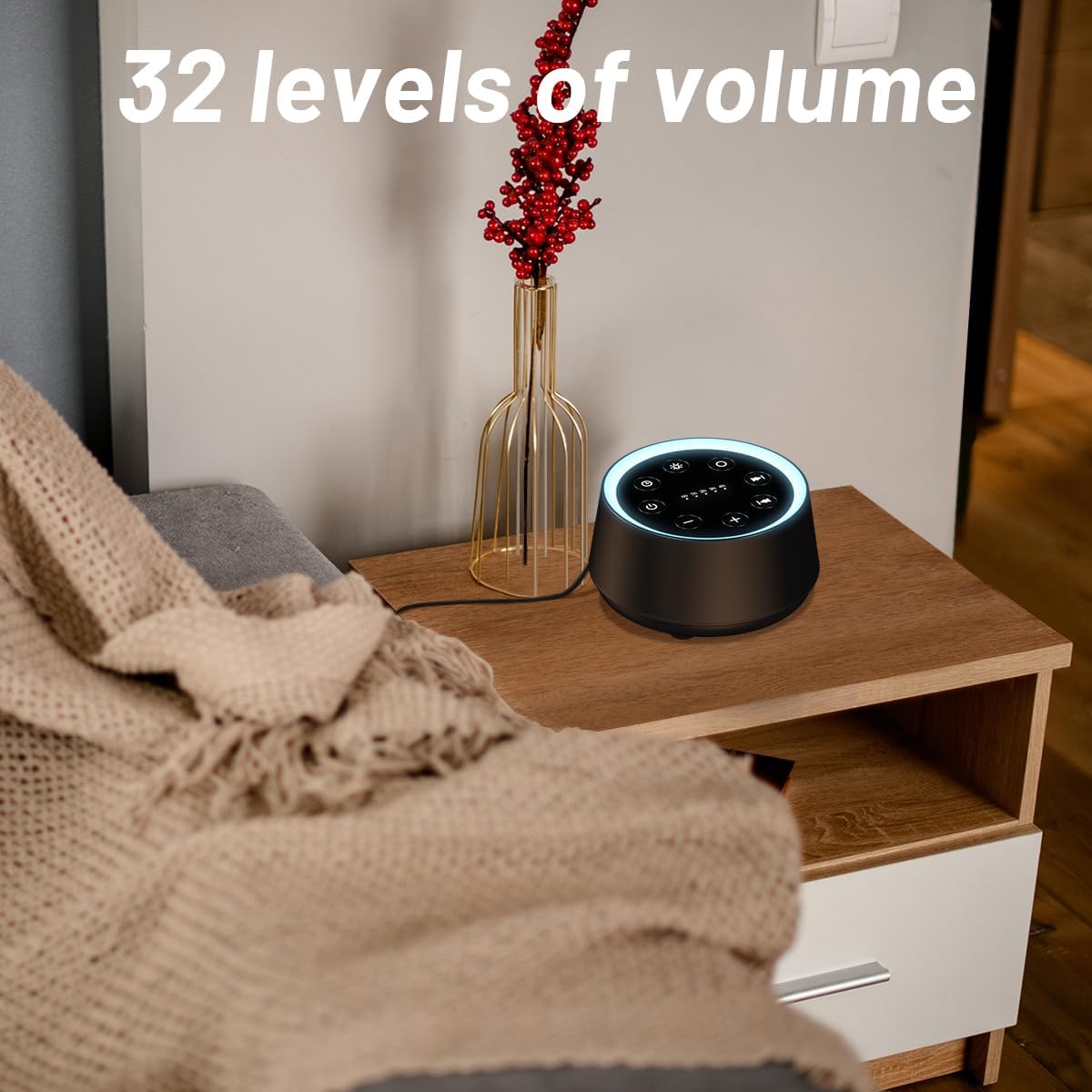 Sleep Sound Machine White Noise Machines with 30 Soothing Sounds 12 Adjustable Night Light 10 Adjustment Brightness 32 Levels of Volume 5 Timers and Memory Function Home Travel Office