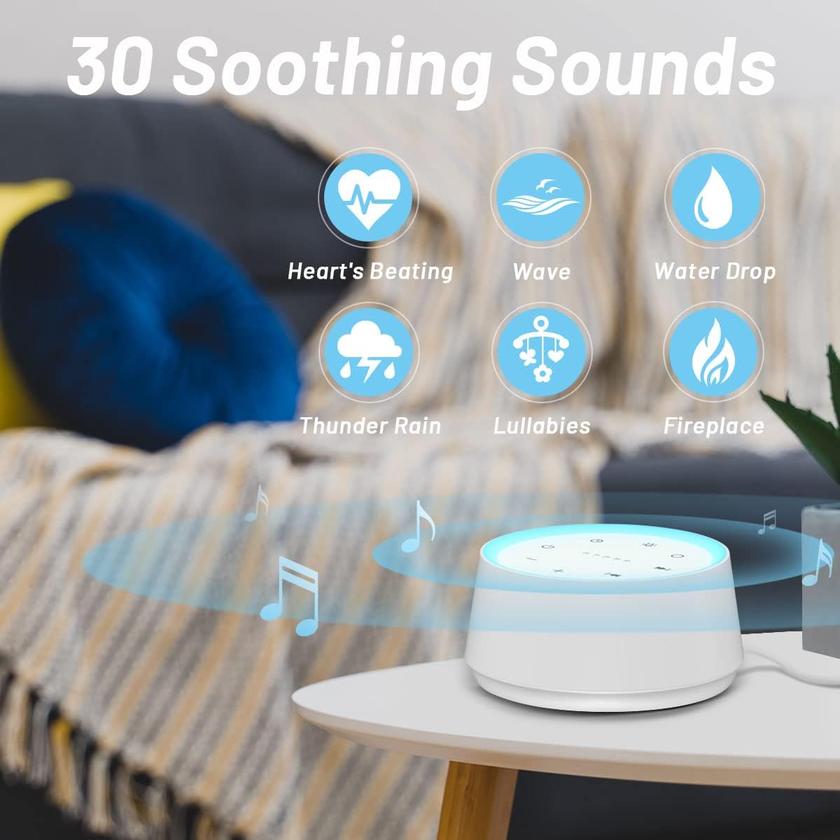 Sleep Sound Machine White Noise Machines with 30 Soothing Sounds 12 Adjustable Night Light 10 Adjustment Brightness 32 Levels of Volume 5 Timers and Memory Function Home Travel Office