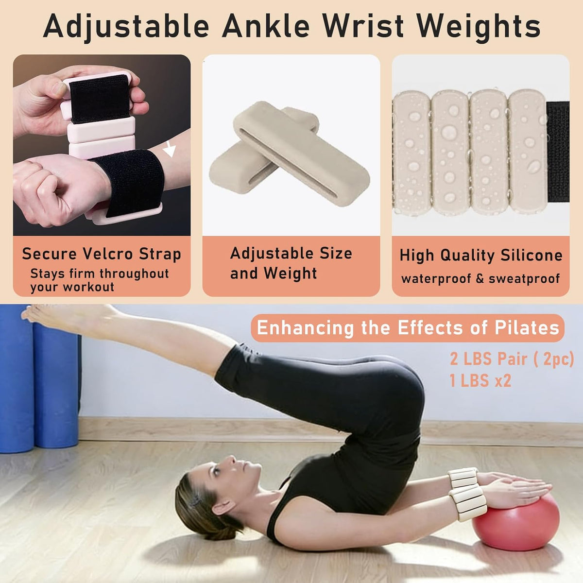 Pilates Ring Kit with Adjustable Ankle Wrist Weights, Resistance Bands, Ball, Pilates Equipment Ball for Home Workout to Tone, Sculpt and Strengthen, Fitness Magic Circle Rings for Yoga Women