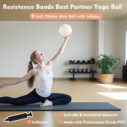 Pilates Ring Kit with Adjustable Ankle Wrist Weights, Resistance Bands, Ball, Pilates Equipment Ball for Home Workout to Tone, Sculpt and Strengthen, Fitness Magic Circle Rings for Yoga Women