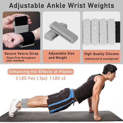 Pilates Ring Kit with Adjustable Ankle Wrist Weights, Resistance Bands, Ball, Pilates Equipment Ball for Home Workout to Tone, Sculpt and Strengthen, Fitness Magic Circle Rings for Yoga Women