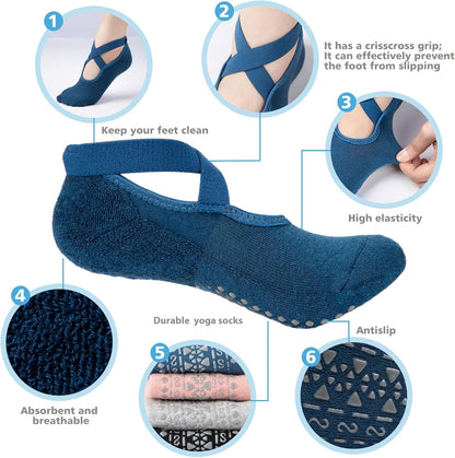 BKP Yoga Socks for Women,Pilates Socks Non Slip Grip Socks Suitable for Ballet,Plasticity,Dance,Home,Training