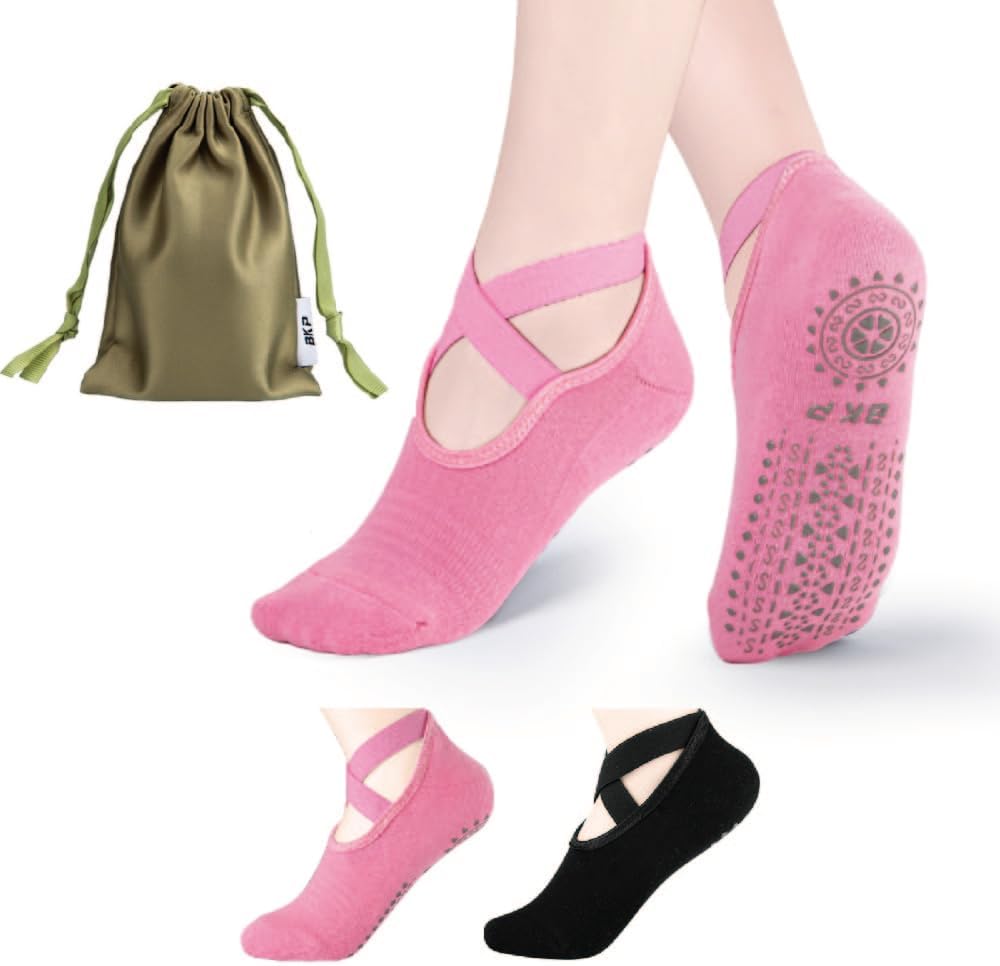 BKP Yoga Socks for Women,Pilates Socks Non Slip Grip Socks Suitable for Ballet,Plasticity,Dance,Home,Training