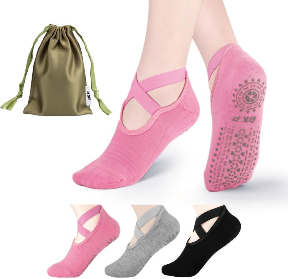 BKP Yoga Socks for Women,Pilates Socks Non Slip Grip Socks Suitable for Ballet,Plasticity,Dance,Home,Training