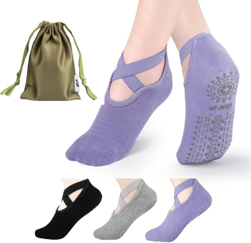 BKP Yoga Socks for Women,Pilates Socks Non Slip Grip Socks Suitable for Ballet,Plasticity,Dance,Home,Training