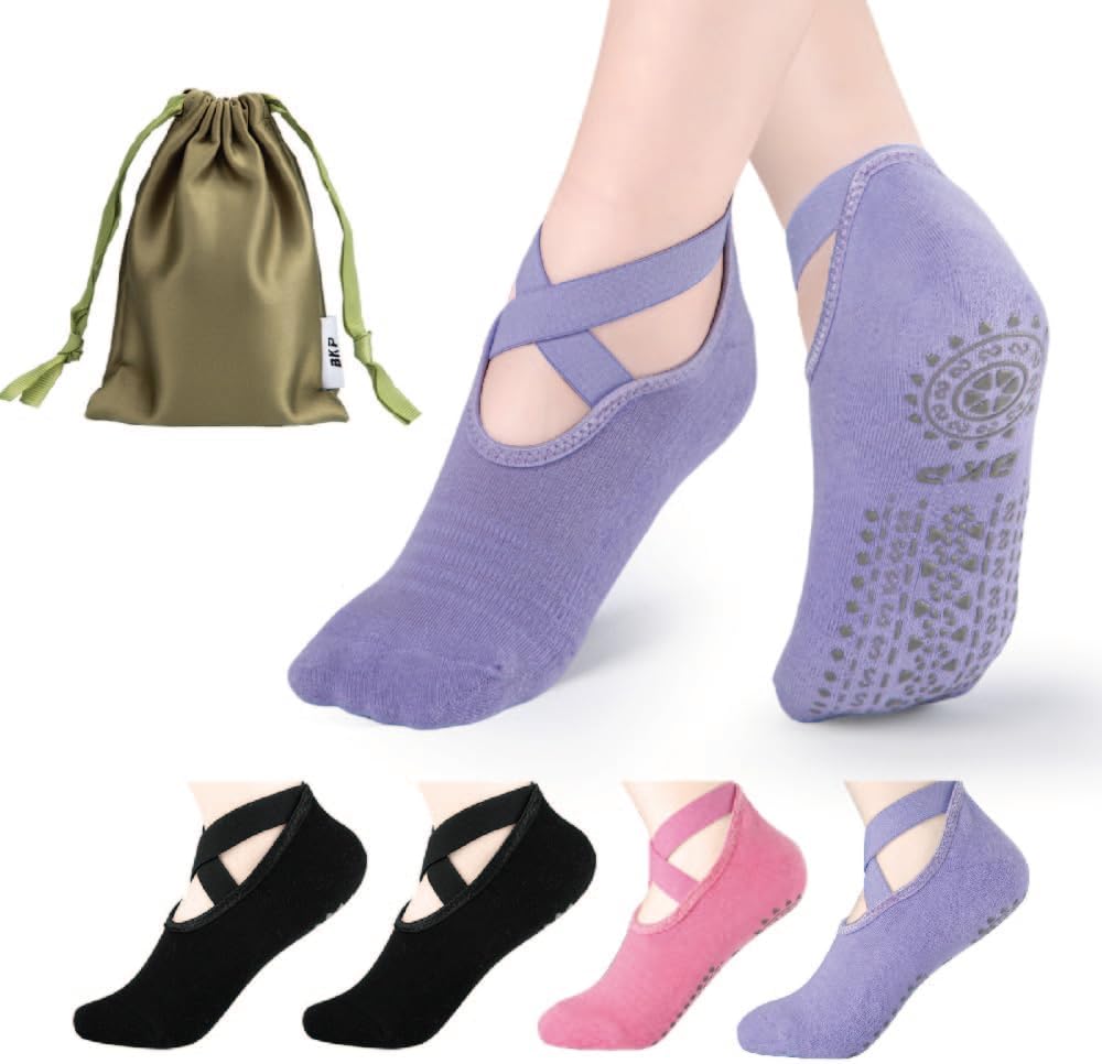 BKP Yoga Socks for Women,Pilates Socks Non Slip Grip Socks Suitable for Ballet,Plasticity,Dance,Home,Training