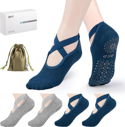 BKP Yoga Socks for Women,Pilates Socks Non Slip Grip Socks Suitable for Ballet,Plasticity,Dance,Home,Training