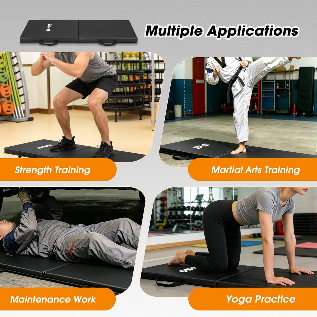 Foldable Soft Kneeling Pad Mat Extra Thick Foam Knee Pad Mat Water Resistant 43 X 17.7 X 1.6 in for Auto Maintenance, Gardening, Baby Bath, Yoga, w/Handles, TOOLS-00501