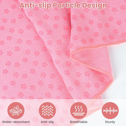Yoga Towel, Yoga Mat Towel with Grip Dots, Microfiber Yoga Blanket Towels, Soft & Breathable, with Quick Dry Towels and Mesh Carry Bag, for Bikram, Pilates and Workout, 24" x72", Pink