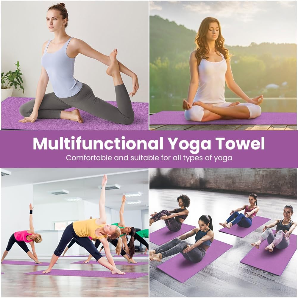 Yoga Towel, Yoga Mat Towel with Grip Dots, Microfiber Yoga Blanket Towels, Soft & Breathable, with Quick Dry Towels and Mesh Carry Bag, for Bikram, Pilates and Workout, 24" x72", Pink