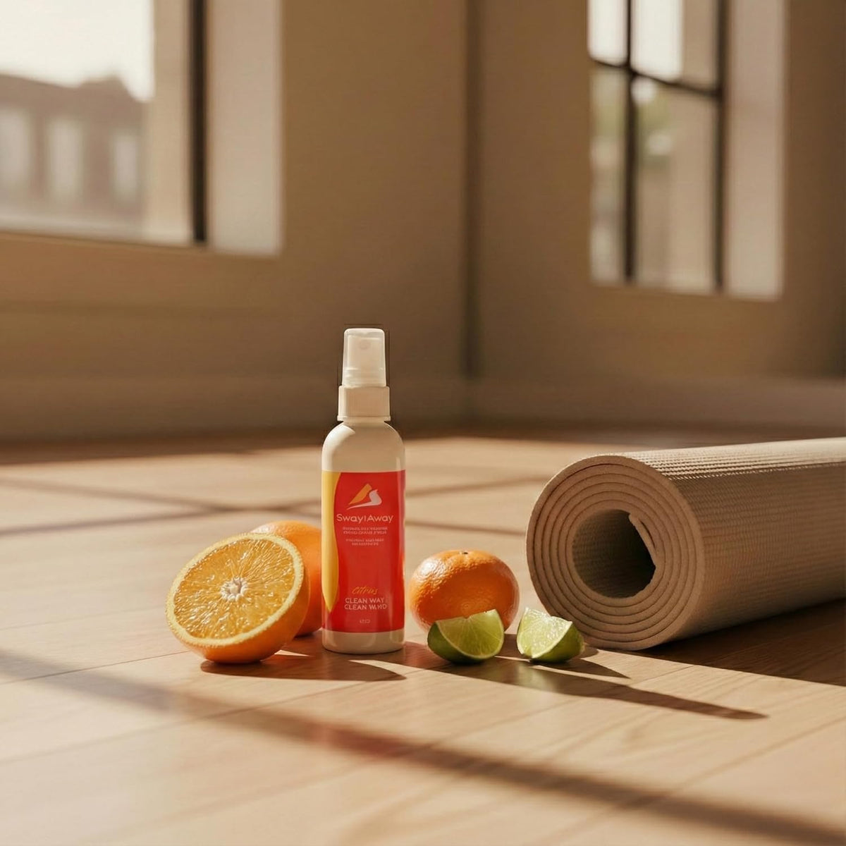 SwaytAway Fitness Mat Cleaner Concentrate – 32oz/Make 4 Gal - No-Slip No-Residue Lavender Essential Oil Formula – USA Made Aromatherapy Yoga Mat Spray for Home & Studio – Natural Cleaning Solution