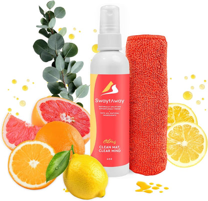 SwaytAway Fitness Mat Cleaner Concentrate – 32oz/Make 4 Gal - No-Slip No-Residue Lavender Essential Oil Formula – USA Made Aromatherapy Yoga Mat Spray for Home & Studio – Natural Cleaning Solution