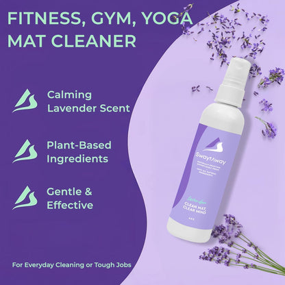 SwaytAway Fitness Mat Cleaner Concentrate – 32oz/Make 4 Gal - No-Slip No-Residue Lavender Essential Oil Formula – USA Made Aromatherapy Yoga Mat Spray for Home & Studio – Natural Cleaning Solution