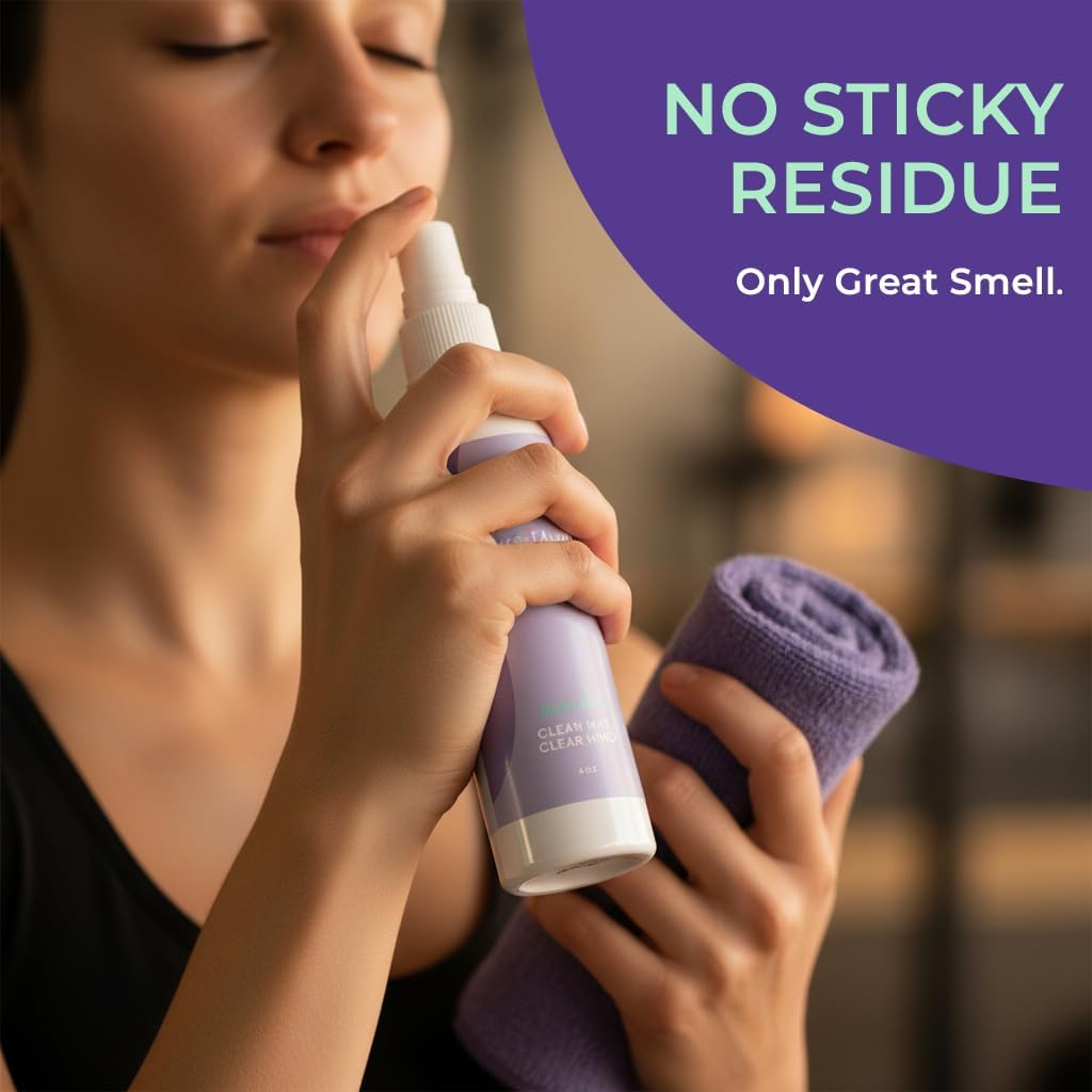 SwaytAway Fitness Mat Cleaner Concentrate – 32oz/Make 4 Gal - No-Slip No-Residue Lavender Essential Oil Formula – USA Made Aromatherapy Yoga Mat Spray for Home & Studio – Natural Cleaning Solution