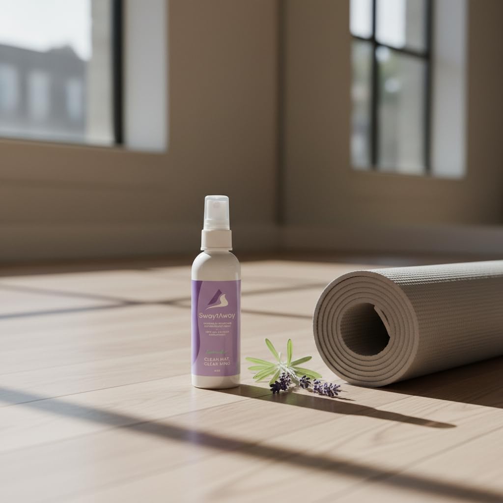SwaytAway Fitness Mat Cleaner Concentrate – 32oz/Make 4 Gal - No-Slip No-Residue Lavender Essential Oil Formula – USA Made Aromatherapy Yoga Mat Spray for Home & Studio – Natural Cleaning Solution