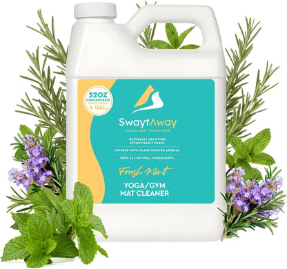 SwaytAway Fitness Mat Cleaner Concentrate – 32oz/Make 4 Gal - No-Slip No-Residue Lavender Essential Oil Formula – USA Made Aromatherapy Yoga Mat Spray for Home & Studio – Natural Cleaning Solution