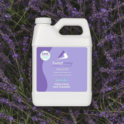 SwaytAway Fitness Mat Cleaner Concentrate – 32oz/Make 4 Gal - No-Slip No-Residue Lavender Essential Oil Formula – USA Made Aromatherapy Yoga Mat Spray for Home & Studio – Natural Cleaning Solution
