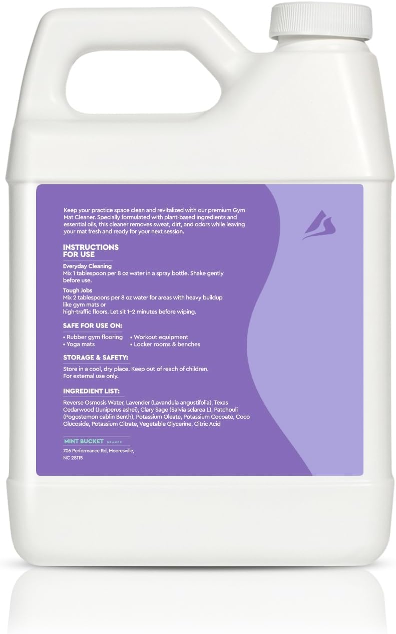 SwaytAway Fitness Mat Cleaner Concentrate – 32oz/Make 4 Gal - No-Slip No-Residue Lavender Essential Oil Formula – USA Made Aromatherapy Yoga Mat Spray for Home & Studio – Natural Cleaning Solution