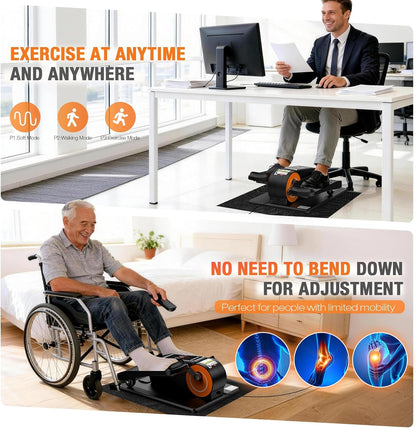 Under Desk Elliptical Machine, Electric Elliptical Leg Exerciser for Senior, Quiet and Compact Electric Seated Pedal Exerciser for Home with Monitor, Remote Control and 12 Adjustable Speeds
