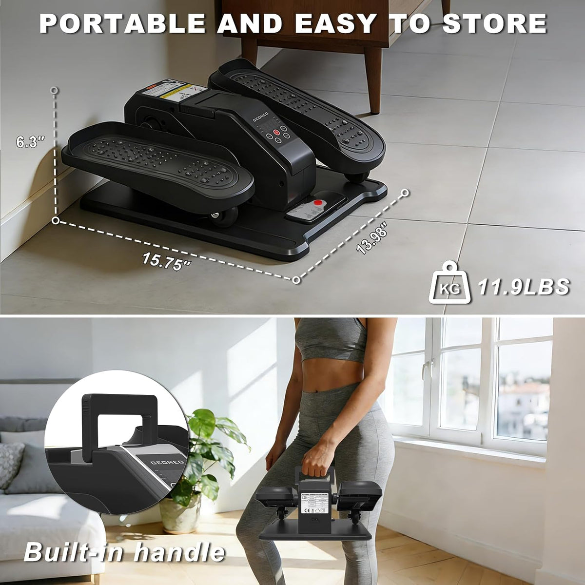 Under Desk Elliptical Machine, Electric Elliptical Leg Exerciser for Senior, Quiet and Compact Electric Seated Pedal Exerciser for Home with Monitor, Remote Control and 12 Adjustable Speeds
