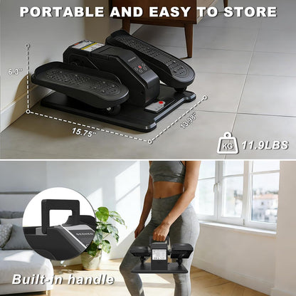 Under Desk Elliptical Machine, Electric Elliptical Leg Exerciser for Senior, Quiet and Compact Electric Seated Pedal Exerciser for Home with Monitor, Remote Control and 12 Adjustable Speeds