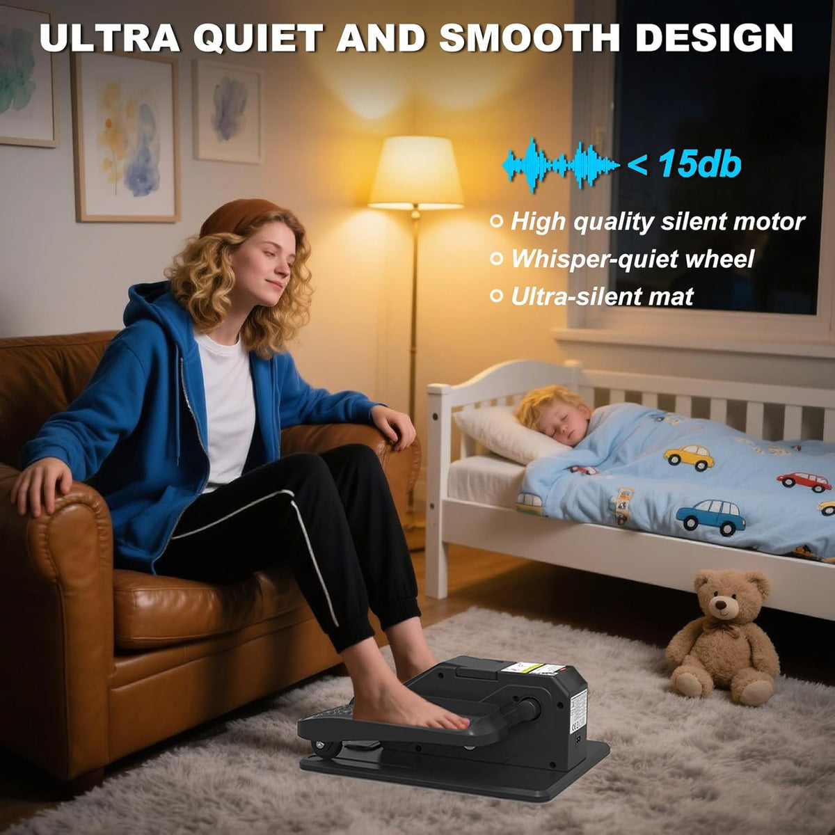 Under Desk Elliptical Machine, Electric Elliptical Leg Exerciser for Senior, Quiet and Compact Electric Seated Pedal Exerciser for Home with Monitor, Remote Control and 12 Adjustable Speeds
