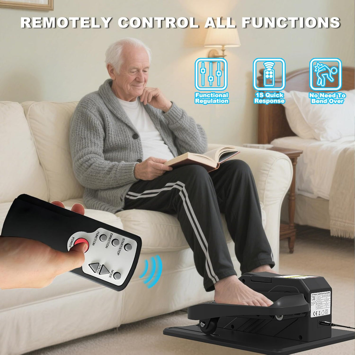 Under Desk Elliptical Machine, Electric Elliptical Leg Exerciser for Senior, Quiet and Compact Electric Seated Pedal Exerciser for Home with Monitor, Remote Control and 12 Adjustable Speeds