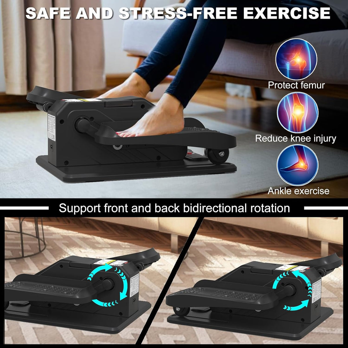 Under Desk Elliptical Machine, Electric Elliptical Leg Exerciser for Senior, Quiet and Compact Electric Seated Pedal Exerciser for Home with Monitor, Remote Control and 12 Adjustable Speeds
