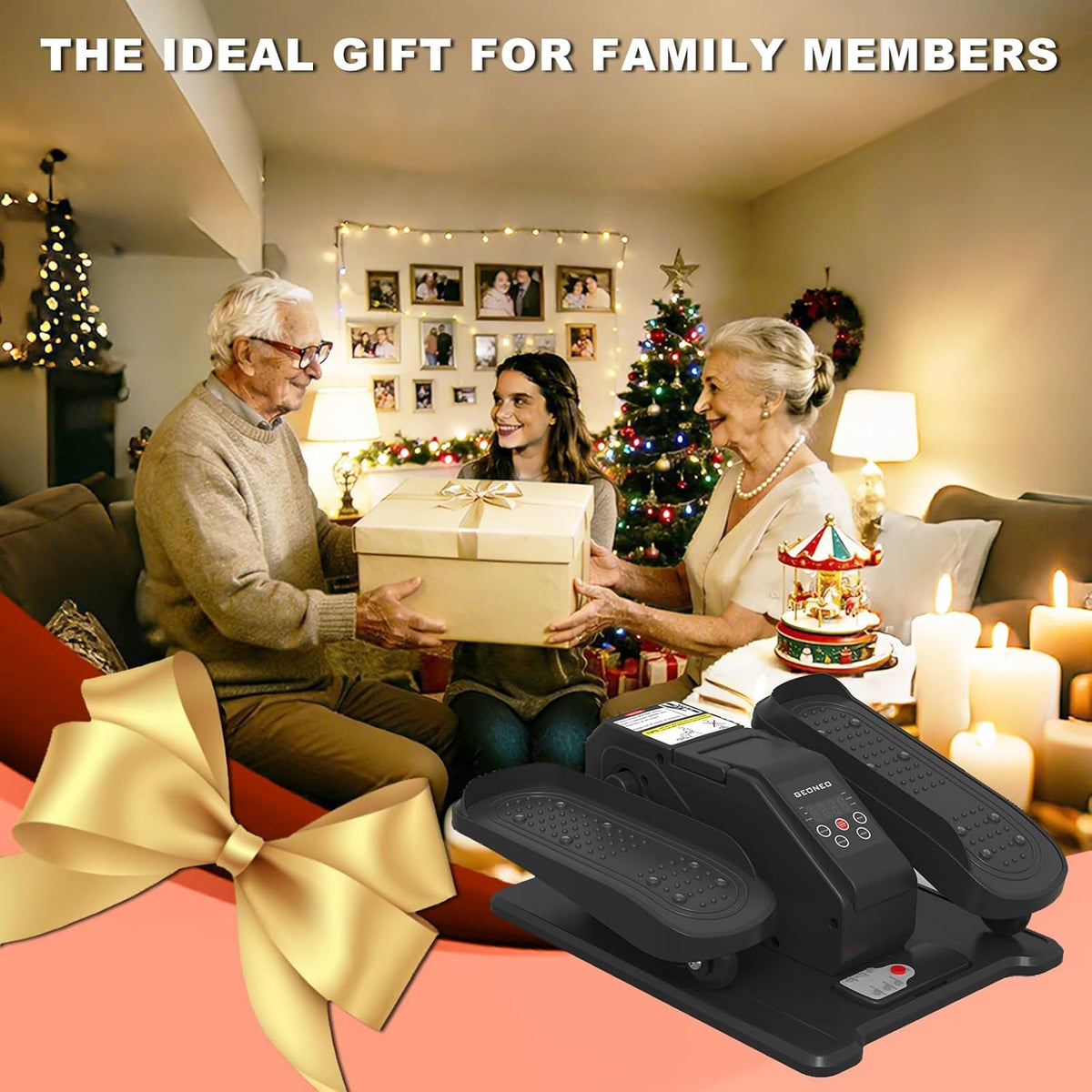 Under Desk Elliptical Machine, Electric Elliptical Leg Exerciser for Senior, Quiet and Compact Electric Seated Pedal Exerciser for Home with Monitor, Remote Control and 12 Adjustable Speeds
