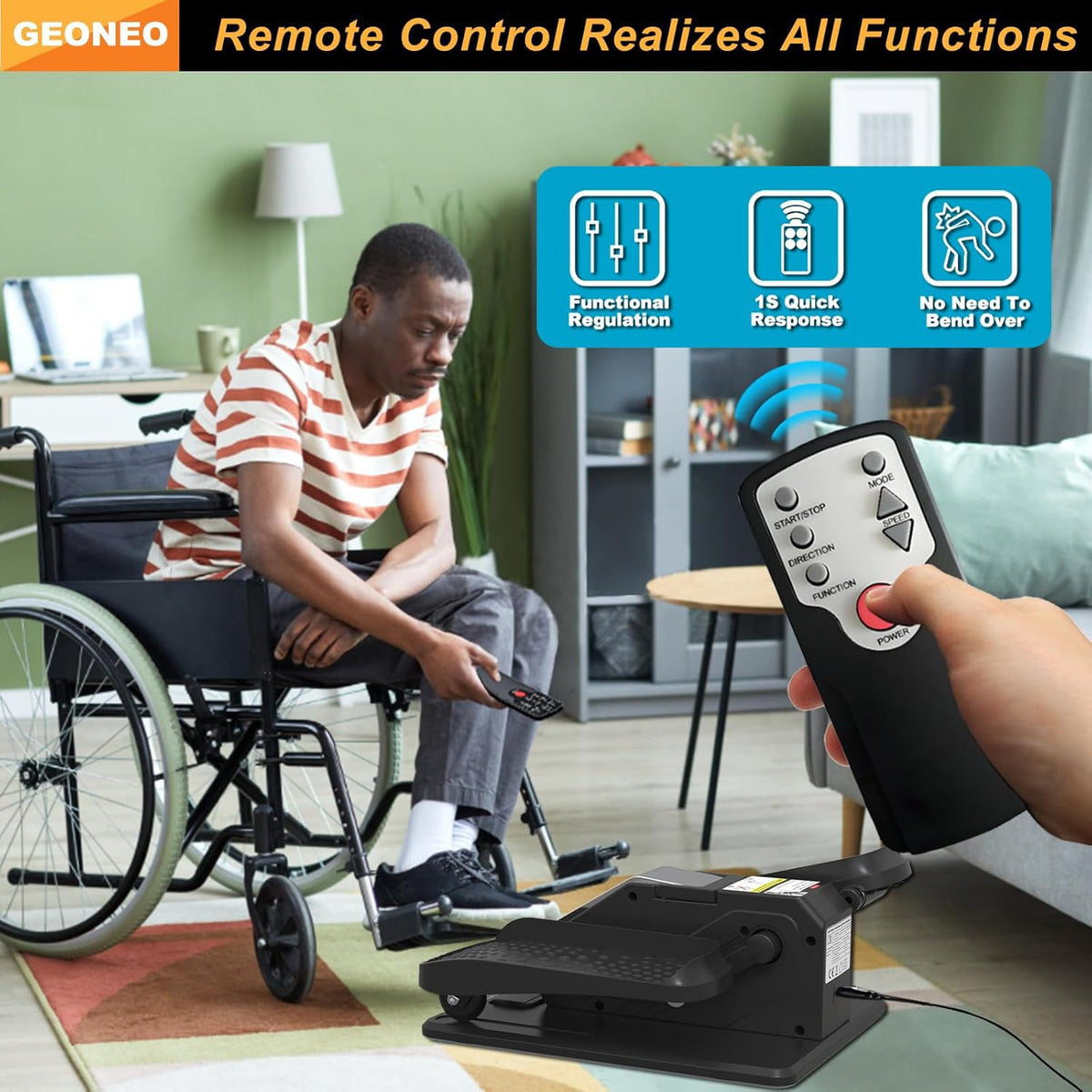 Under Desk Elliptical Machine, Electric Elliptical Leg Exerciser for Senior, Quiet and Compact Electric Seated Pedal Exerciser for Home with Monitor, Remote Control and 12 Adjustable Speeds