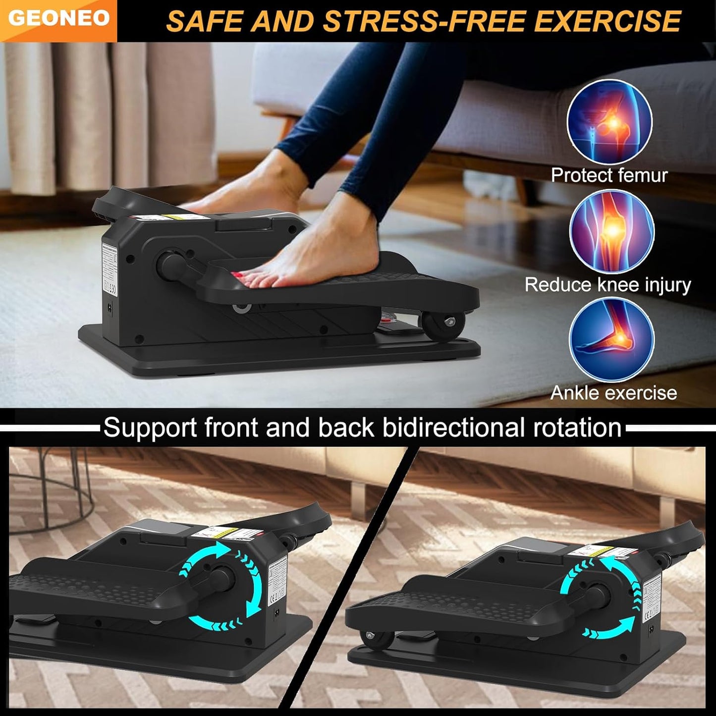Under Desk Elliptical Machine, Electric Elliptical Leg Exerciser for Senior, Quiet and Compact Electric Seated Pedal Exerciser for Home with Monitor, Remote Control and 12 Adjustable Speeds