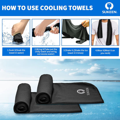 4 Pack Cooling Towels (40"x12") for Neck and Face Instant Cooling