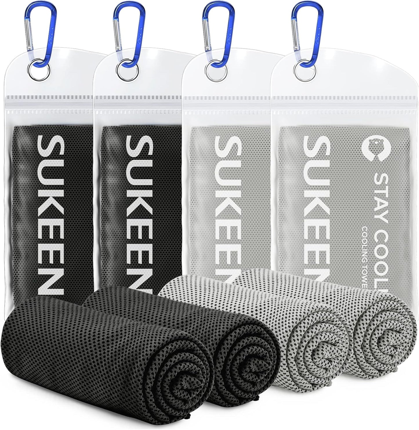4 Pack Cooling Towels (40"x12") for Neck and Face Instant Cooling
