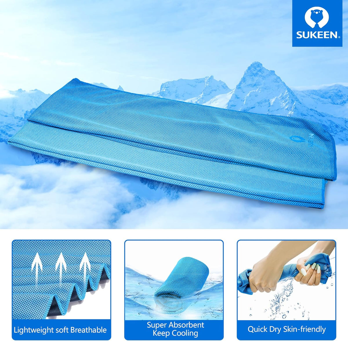 4 Pack Cooling Towels (40"x12") for Neck and Face Instant Cooling